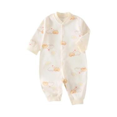 Imagem de Macacão De Algodão Para Bebê Recém-Nascido, Manga Longa, Roupa De Loun