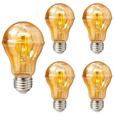Imagem de 5 Lâmpada LED Filamento Retrô A60 Âmbar E27 4W Bivolt Avant