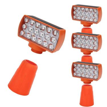 Imagem de Sinalizador Solar Viario Kit 4 Duas Cores Cone Seguranca Alerta  Noturna Obra Rodovia Alerta Estrada Avenida Transito