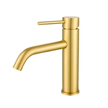 Imagem de Torneira Misturador Monocomando Bica Baixa para Banheiro Acabamento Dourado Escovado DP...