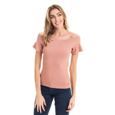 Imagem de Blusa em Ribana Canelada Decote Ombro a Ombro Mangas Godê-Feminino