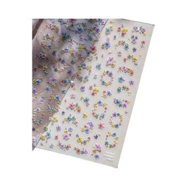 Imagem de Adesivo De Unha 5D Floral Preto E Branco Com Pétalas Douradas Transpar