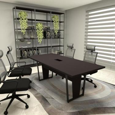 Imagem de Mesa de Reunião 2m e 4 Cadeiras Escritório Ergonômicas F5 - F5 Office,