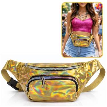 Imagem de Pochete Holográfica Iridescente Carnaval Unissex com Zìper Duplo (1 Un