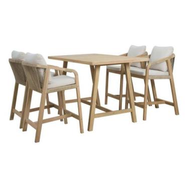 Imagem de Conjunto De Bar De Madeira Acacia 4 Cadeiras 1 Mesa - Brazil Home Coll