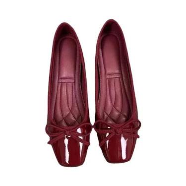 Imagem de Sapatos Femininos De Bico Quadrado Com Laço, Sola Macia, Casuais, Conf