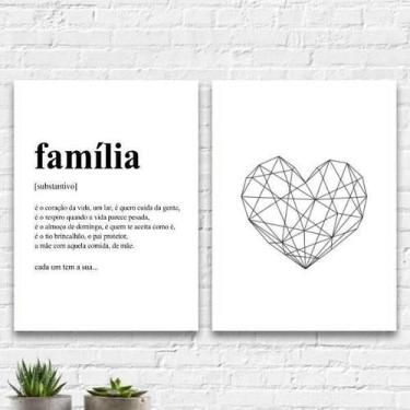 Imagem de Kit 2 Quadros Definição Família Coração 24X18Cm - Quadros On-Line