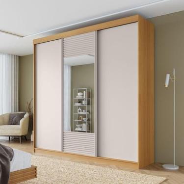 Imagem de Guarda-roupa Casal 3 Portas de Correr 1 Porta com Espelho Samambaia Ca