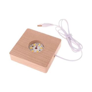 Imagem de Luminária LED De Madeira Sólida Com Suporte USB, Ornamento De Mesa DIY