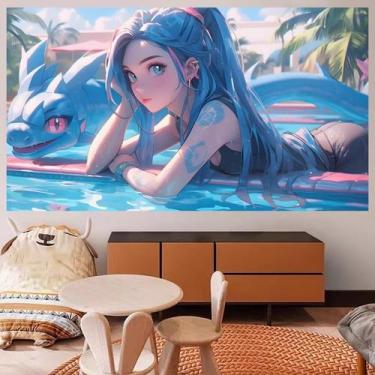 Imagem de Tapeçaria para pendurar na parede Anime Girl Pool para decoração de qu