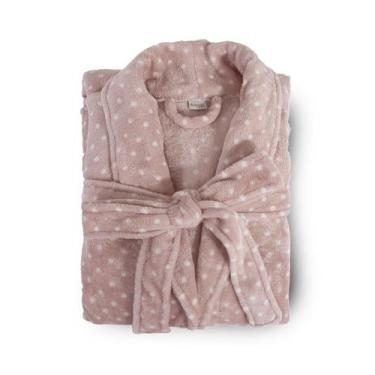Imagem de Roupão Appel Plush Flannel Estampado Toque Macio, Poá rosa, P