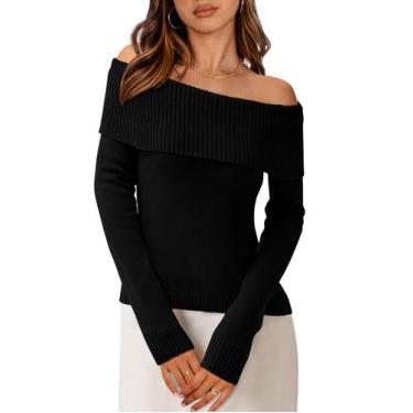 Imagem de Suéter PRETTYGARDEN Ombro a Ombro Manga Longa Preto M
