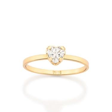 Imagem de Anel Solitário Coração com Zircônia Rommanel 513610 Tamanho:18Cor:BRAN