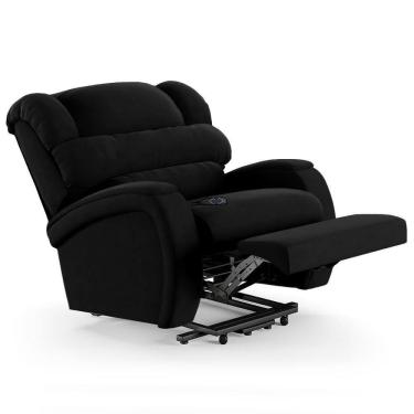 Imagem de Poltrona Do Papai Reclinável Kalie Elevação Lift Elétrico Fh9 Veludo Preto - Mpozenato