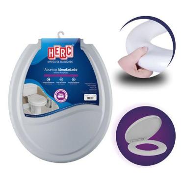 Imagem de Assento Sanitário Oval Almofadado Prime Herc Cinza Escuro Tampa Vaso U