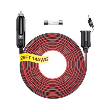 Imagem de Cabo Extensor Divisor De Tomada De Isqueiro Automotivo 12V 24V Com Fus