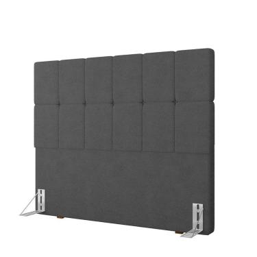 Imagem de Cabeceira Casal 140cm Boucle Estofada Design Moderno para Quarto Linea Cinza