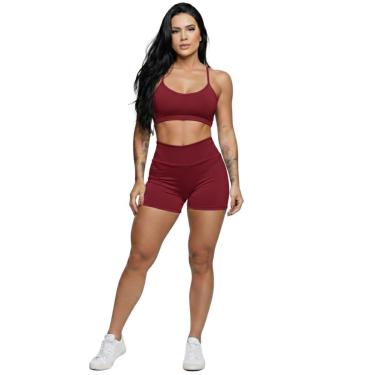 Imagem de Conjunto Top Alça Fina Sem Bojo e Short Suplex Serra e Mar Treino Academia Moda Fitness Musculação-Feminino