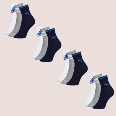 Imagem de Kit 12 Pares Meia Infantil Menino Kids Cano Longo - Selene, M, Branco,