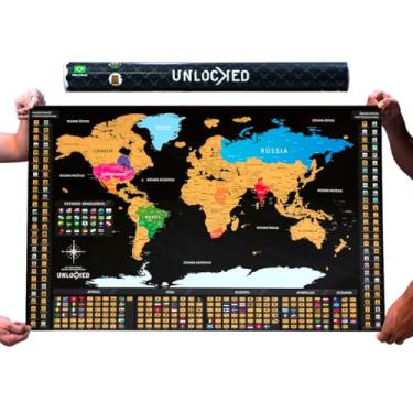 Imagem de Mapa Mundi de Raspar 60x42 cm | Unlocked | Sem moldura | Scratch off Brazil Map | Mapa Raspadinha