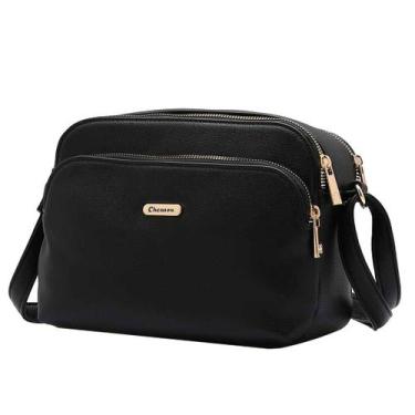 Imagem de Bolsa Feminina Duas Divisões Alça Transversal Estilo Chenson, Preto, U