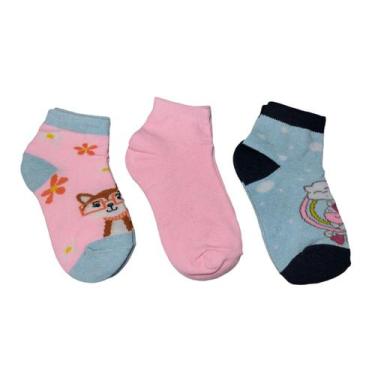 Imagem de Meia Kit 3 Pares Infantil Poliéster Básica Confort 004rpkc, Multi rosa