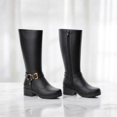 Imagem de Bota Feminina Cano Alto Elegante Conforto com Fivela Moleca-Feminino