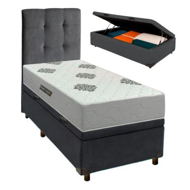 Imagem de Kit Cama Box Bau + Cabeceira + Colchão Solteiro ISO100 Confort Premium Inovaflex
