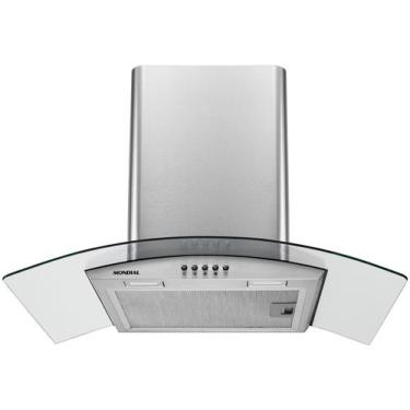 Imagem de Coifa Parede 60cm Aço Escovado Vidro Curvo Luz Led 250W 127v - Mondial