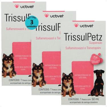 Imagem de Trissulpetz suspensão com 50ml para cães ucbvet kit com 3