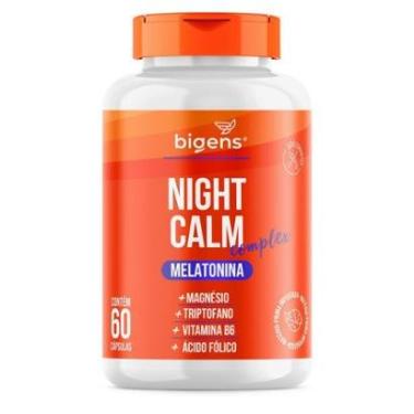 Imagem de Night Calm Complex Melatonina Magnésio Triptofano Vitamina B6 - 60 Caps - Bigens-Unissex
