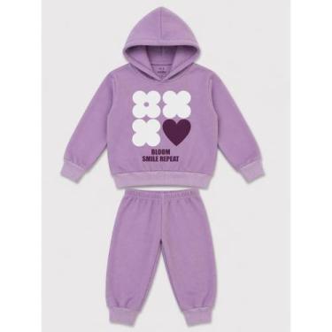 Imagem de Conjunto Moletom Infantil Feminino Peluciado com Capuz  6 ao 10 - NoBr