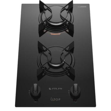 Imagem de Cooktop 2 Bocas Atlas U Top com Mesa de Vidro Preto Bivolt, Bivolt