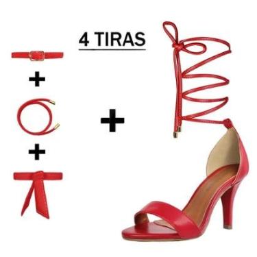 Imagem de Sandália Troca Tira Salto Alto Fino Luiza Sobreira Vermelha-Feminino