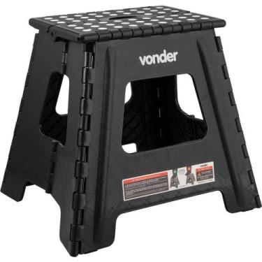 Imagem de Banqueta Plástica Dobrável 360Mm Preta Vonder