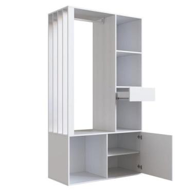 Imagem de Guarda Roupas Closet Gaveta Cabideiro 2 Prateleiras e Porta CL100 Bran