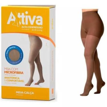 Imagem de Meia calça compressiva natural escuro sigvaris ponteira aberta, P