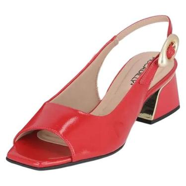 Imagem de Sandalia Feminina Salto Medio Moderna Elegante Piccadilly, Vermelho ve