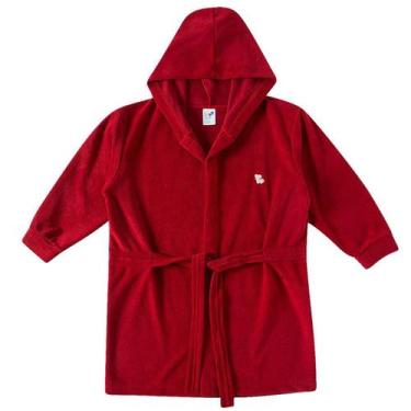 Imagem de Roupão Infantil Toalha Bebe Criança Piscina Flanelad Tip Top, Vermelho