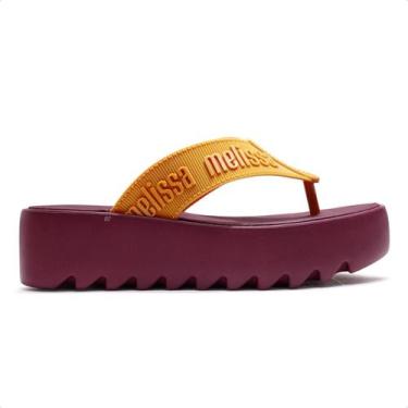 Imagem de Sandália Melissa M-Lover Thong Platform Feminina, 37, Bordô, Amarelo