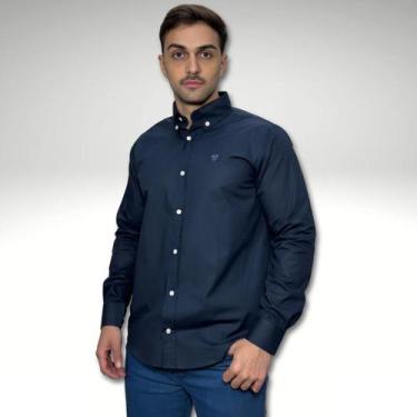 Imagem de Camisa King Farm Manga Longa Masculina Estilo Country New, Azul, Marin