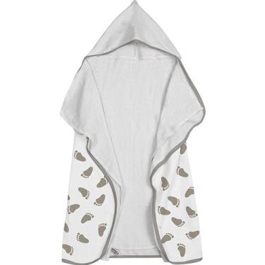 Imagem de Toalha Baby C/ Capuz Tecebem Estampada c/ Fralda Mia Branco