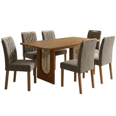 Imagem de Mesa de Jantar Valentina com 6 Cadeiras Juliana Tampo em MDF e Assento