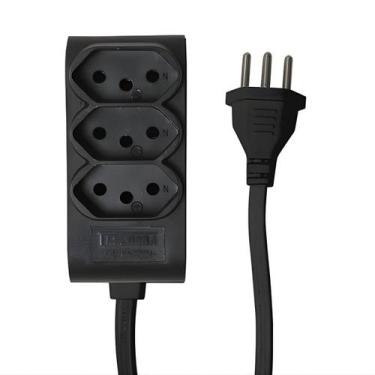 Imagem de Extensão Elétrica 3 Tomadas Novo Padrão 10A 3 Metros Taschibra Preto B