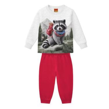 Imagem de Conjunto Menino Kyly Casaco e Calça em Moletom Peluciado Guaxinim Mesc