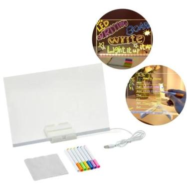 Imagem de Lousa Mágica LED Infantil Desenhos Coloridos Painel Acrílico Educativo