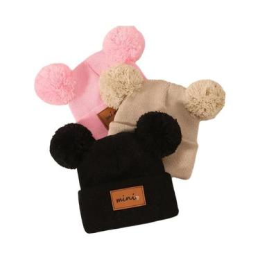 Imagem de Gorros De Tricô Mini Coração Para Crianças, 3 Peças, Em material sinté