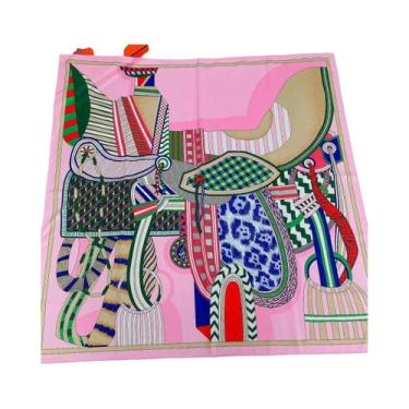 Imagem de Lenço Quadrado De Seda De Luxo Feminino 90x90cm, Hijab, Bandana, Xale,