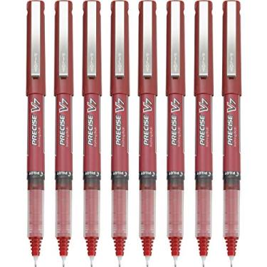 Imagem de PILOT Canetas esferográficas de tinta líquida Precise V7 Stick, ponta fina (0,7 mm) vermelha, pacote com 8 (15340) (PV7B8RED-AMZ)