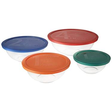 Imagem de Pyrex Conjunto de tigelas de mistura Smart Essentials, incluindo tampas de bloqueio (transparentes), 8 peças, 5 litros